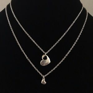 2 NRT silver heart necklaces